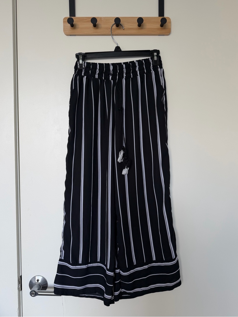 Hot Kiss Black and White Vertical Stripe Wide Leg Pants